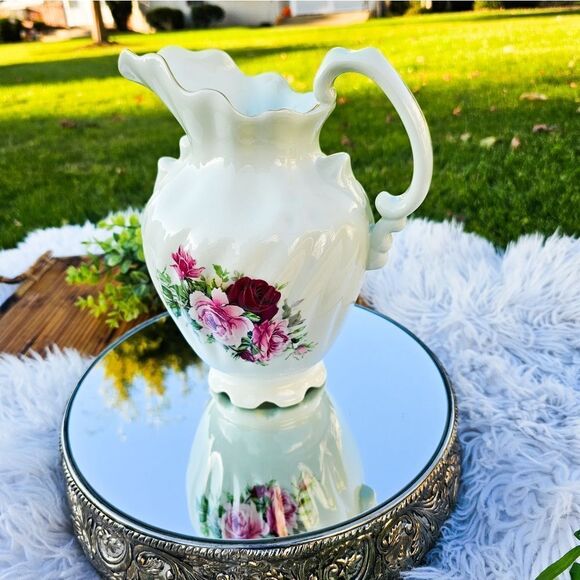 New VTG Formalities By Baum Bros Victorian Rose Detail Classic Ceramic Pitcher. - Picture 9 of 15